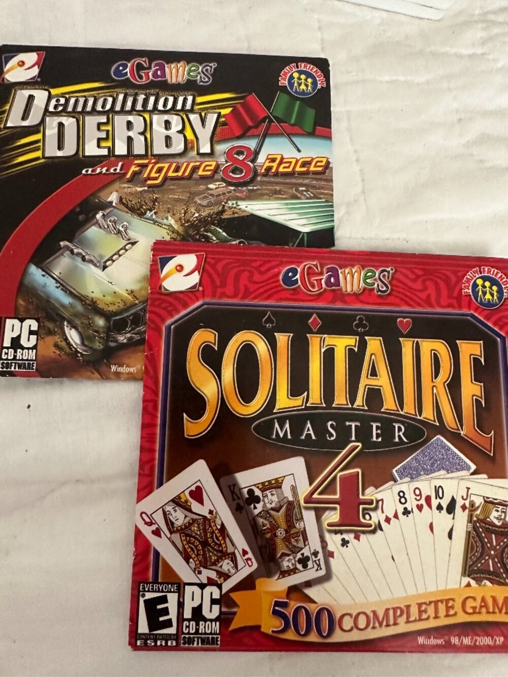 eGames Demolition Derby & Solitaire Master 4 PC CD-ROM Lot